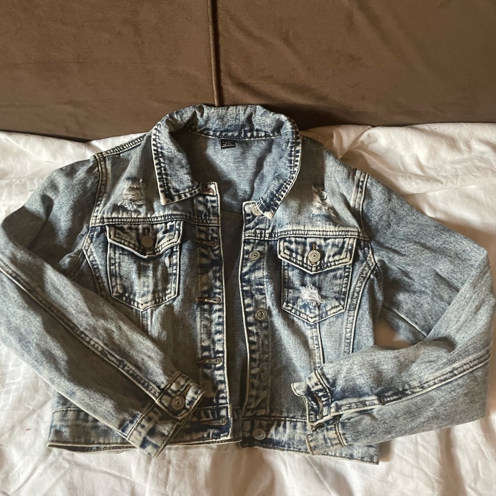 Denim Jacket with Distressed Details